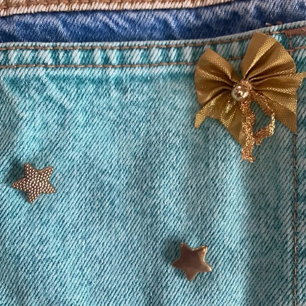 Stocking Vintage Handcrafted Denim Cotton Christmas Bears Lined